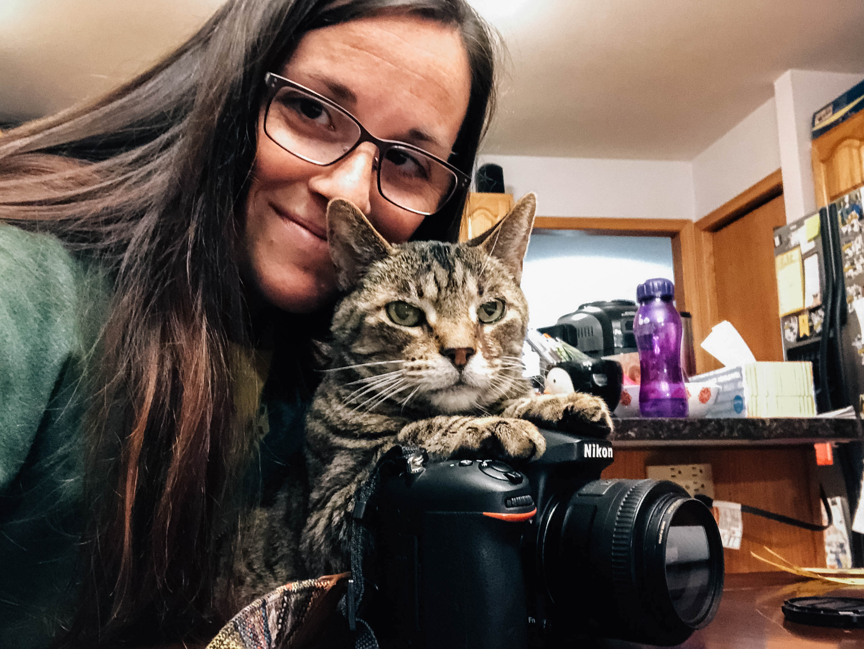 Dawn with her cat and camera